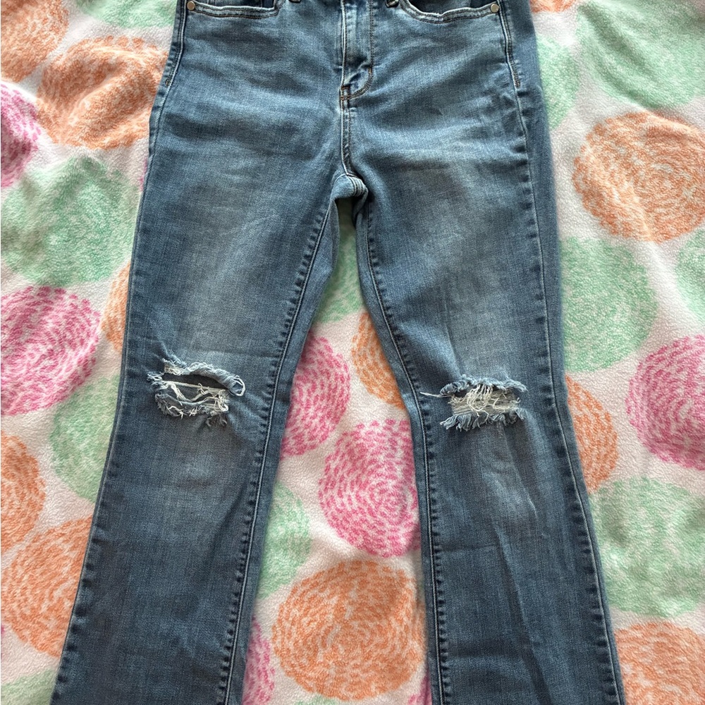 Judy Blue Light Blue Distressed Straight Leg Jeans